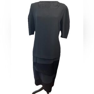 CC Courtenay‎ 1980/90s fully lined black dress ladies size 10 layered skirt VTG